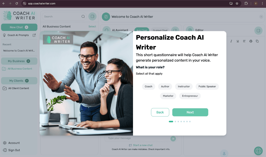 Coach AI main interface